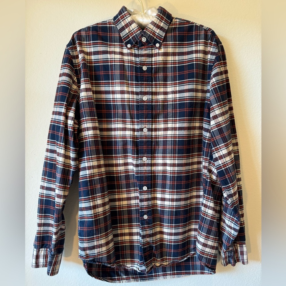 J. Crew Navy & Orange Plaid Men's Shirt